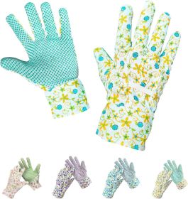 Pack of 12 Ladies Garden Gloves Assorted Floral Cotton Jersey Medium Size Yellow Breathable Gardening Gloves for Woman Resistant PVC Dotted Palm Glove