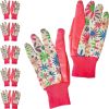 Gardening Work Gloves for Women. Breathable Flower Print 6 Pairs Medium Size