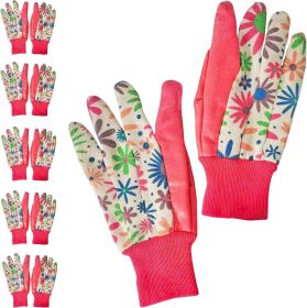 Gardening Work Gloves for Women. Breathable Flower Print 6 Pairs Medium Size
