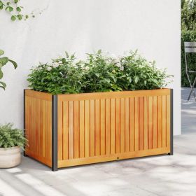 Garden Planter 33.5"x17.7"x17.3" Solid Wood Acacia and Steel