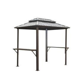 Grill Gazebo 8' √ó 6', Aluminum BBQ Gazebo Outdoor Metal Frame with Shelves Serving Tables