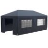 Outsunny 10' x 19.5' Pop Up Canopy Tent with Sidewalls, Height Adjustable Large Party Tent Event Shelter with Leg Weight Bags