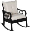 Outsunny Outdoor Wicker Rocking Chair with Padded Cushions, Aluminum Furniture Rattan Porch Rocker Chair w/ Armrest for Garden, Patio, and Backyard