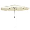 Outsunny 9ft Patio Umbrella with Push Button Tilt and Crank, Ruffled Outdoor Market Table Umbrella with Tassles and 8 Ribs, for Garden, Deck, Pool