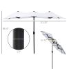 Outsunny Double-sided Patio Umbrella 9.5' Large Outdoor Market Umbrella with Push Button Tilt and Crank, 3 Air Vents and 12 Ribs, for Garden, Deck
