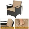 3 Pieces Patio Rattan Furniture Set Cushioned Sofa Storage Table with Shelf Garden