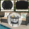 3 Pieces Patio Rattan Furniture Set Cushioned Sofa Storage Table with Shelf Garden