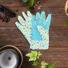 Pack of 12 Ladies Garden Gloves Assorted Floral Cotton Jersey Medium Size Yellow Breathable Gardening Gloves for Woman Resistant PVC Dotted Palm Glove