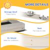 Outsunny Kids Sandbox with Canopy Adjustable, Wooden Sandbox Backyard Toy with Kitchen Playset Accessories, Outdoor Activity Gift for Girls and Boys