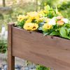 Outsunny Raised Garden Bed with 8 Grow Grids, Wooden Outdoor Plant Box Stand with Folding Side Table and Wheels, 49" x 21" x 34", for Vegetables
