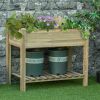 Outsunny 36" x 20" x 30" Raised Garden Bed, Elevated Wood Planter Box with Legs and Storage Shelf for Backyard, Patio, Balcony to Grow Vegetables