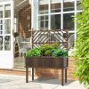 Outsunny Raised Garden Bed with Trellis for Climbing Plants, Vegetable, Grape Vines, Wood Planter with Legs