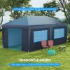 Outsunny 10' x 19.5' Pop Up Canopy Tent with Sidewalls, Height Adjustable Large Party Tent Event Shelter with Leg Weight Bags