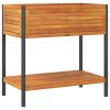 Garden Planter with Shelf 31.5"x17.7"x31.5" Solid Wood Acacia and Steel