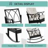 Outsunny Outdoor Wicker Rocking Chair with Padded Cushions, Aluminum Furniture Rattan Porch Rocker Chair w/ Armrest for Garden, Patio, and Backyard