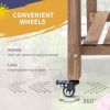 Outsunny Raised Garden Bed with 8 Grow Grids, Wooden Outdoor Plant Box Stand with Folding Side Table and Wheels, 49" x 21" x 34", for Vegetables