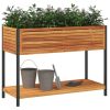 Garden Planter with Shelf 43.3"x17.7"x31.5" Solid Wood Acacia and Steel