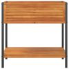 Garden Planter with Shelf 31.5"x17.7"x31.5" Solid Wood Acacia and Steel
