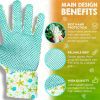Pack of 12 Ladies Garden Gloves Assorted Floral Cotton Jersey Medium Size Yellow Breathable Gardening Gloves for Woman Resistant PVC Dotted Palm Glove