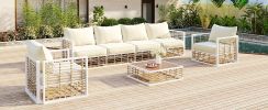 TOPMAX Modern Minimalist 7-Piece Metal Patio Sectional Sofa Set