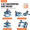 VEVOR 4-in-1 Baby Walker, Foldable Baby Activity Center with Wheels, Adjustable Height, Light, Steering Wheel