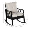Outsunny Outdoor Wicker Rocking Chair with Padded Cushions, Aluminum Furniture Rattan Porch Rocker Chair w/ Armrest for Garden, Patio, and Backyard