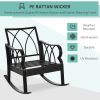 Outsunny Outdoor Wicker Rocking Chair with Padded Cushions, Aluminum Furniture Rattan Porch Rocker Chair w/ Armrest for Garden, Patio, and Backyard