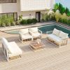 TOPMAX Modern Minimalist 7-Piece Metal Patio Sectional Sofa Set