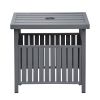 Patio Steel Bistro Dining Table with Umbrella Hole;  Outdoor Leisure Coffee Table;  Square Umbrella Table for Porch; Backyard; Garden;  Black