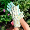 Pack of 12 Ladies Garden Gloves Assorted Floral Cotton Jersey Medium Size Yellow Breathable Gardening Gloves for Woman Resistant PVC Dotted Palm Glove