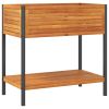 Garden Planter with Shelf 31.5"x17.7"x31.5" Solid Wood Acacia and Steel