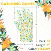 Pack of 12 Ladies Garden Gloves Assorted Floral Cotton Jersey Medium Size Yellow Breathable Gardening Gloves for Woman Resistant PVC Dotted Palm Glove
