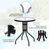 3 Pieces Bistro Patio Garden Furniture Set of Round Table and Folding Chairs