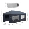Outsunny 10' x 19.5' Pop Up Canopy Tent with Sidewalls, Height Adjustable Large Party Tent Event Shelter with Leg Weight Bags