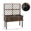 Outsunny Raised Garden Bed with Trellis for Climbing Plants, Vegetable, Grape Vines, Wood Planter with Legs
