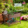 Outsunny Raised Garden Bed with 8 Grow Grids, Wooden Outdoor Plant Box Stand with Folding Side Table and Wheels, 49" x 21" x 34", for Vegetables