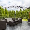 Outsunny Double-sided Patio Umbrella 9.5' Large Outdoor Market Umbrella with Push Button Tilt and Crank, 3 Air Vents and 12 Ribs, for Garden, Deck