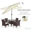 Outsunny 9ft Patio Umbrella with Push Button Tilt and Crank, Ruffled Outdoor Market Table Umbrella with Tassles and 8 Ribs, for Garden, Deck, Pool