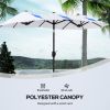 Outsunny Double-sided Patio Umbrella 9.5' Large Outdoor Market Umbrella with Push Button Tilt and Crank, 3 Air Vents and 12 Ribs, for Garden, Deck