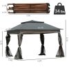 Outsunny 11' x 11' Pop Up Canopy, Outdoor Patio Gazebo Shelter with Removable Zipper Netting