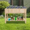 47 Inch Wooden Raised Garden Bed with Bottom Shelf and Bed Liner