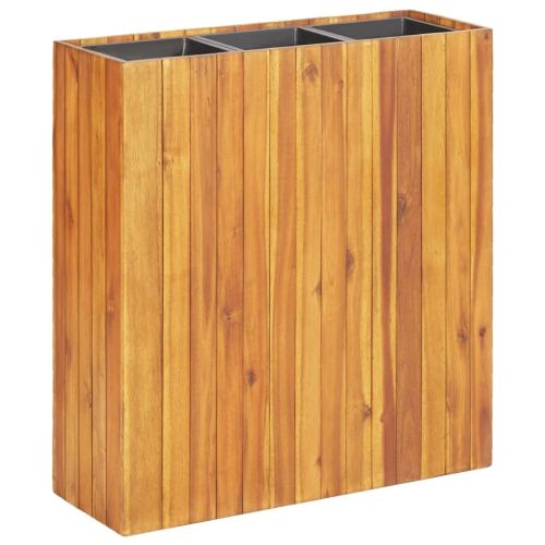 Garden Raised Bed with 3 Pots Solid Acacia Wood