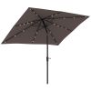 Outsunny 9' x 7' Solar Umbrella, LED Lighted Patio Umbrella for Table or Base with Tilt & Crank, Outdoor Umbrella for Garden, Deck, Backyard, Pool