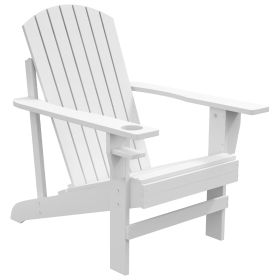 Outsunny Wooden Adirondack Chair, Outdoor Patio Lawn Chair with Cup Holder, Weather Resistant Lawn Furniture, Classic Lounge for Deck, Garden (Color: as Pic)