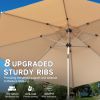 9FT Patio Umbrella, Outdoor Table Umbrella with Push Button Tilt and Crank, UV Protection Waterproof Market Sun Umbrella with 8 Sturdy Ribs for Garden