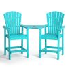 Patio Bar Stools Adirondack Arm Chairs Set of 2, All Weather Outdoor Furniture Wood-Like HDPE Deck Backyard Garden Dining Chairs