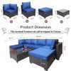7 Pieces Outdoor Patio Sectional Sofa Couch, Silver Gray PE Wicker Furniture Conversation Sets with Washable Cushions & Glass Coffee Table for Garden