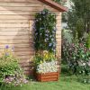 Outsunny Galvanized Raised Garden Bed, 24" x 24" x 11.75" Outdoor Planter Box with Trellis Tomato Cage and Open Bottom for Climbing Vines, Vegetables