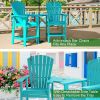 Patio Bar Stools Adirondack Arm Chairs Set of 2, All Weather Outdoor Furniture Wood-Like HDPE Deck Backyard Garden Dining Chairs