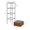 Outsunny Galvanized Raised Garden Bed, 24" x 24" x 11.75" Outdoor Planter Box with Trellis Tomato Cage and Open Bottom for Climbing Vines, Vegetables